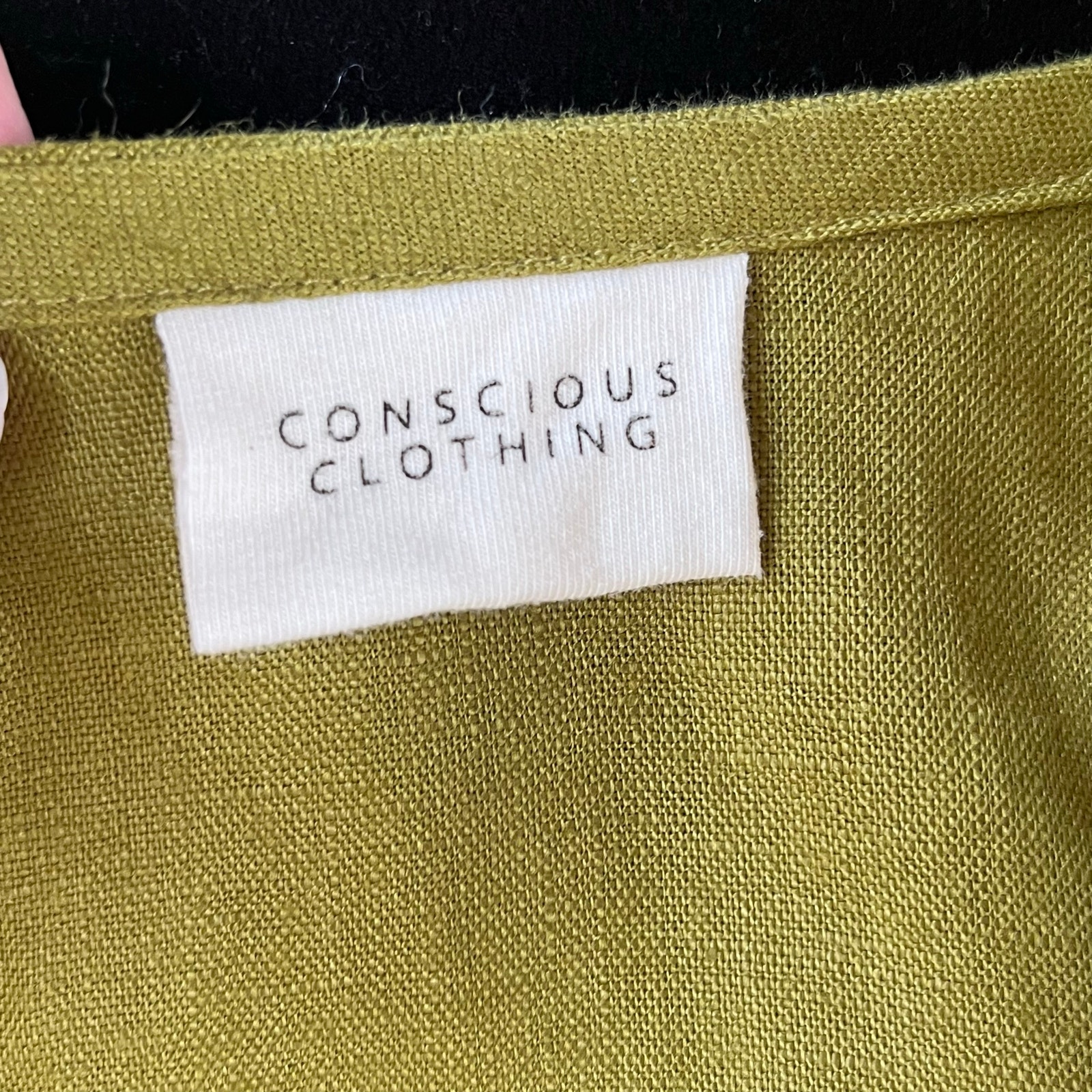 Conscious Clothing Women's 100% Linen Olive Wrap Top Size S — image 5 of 7